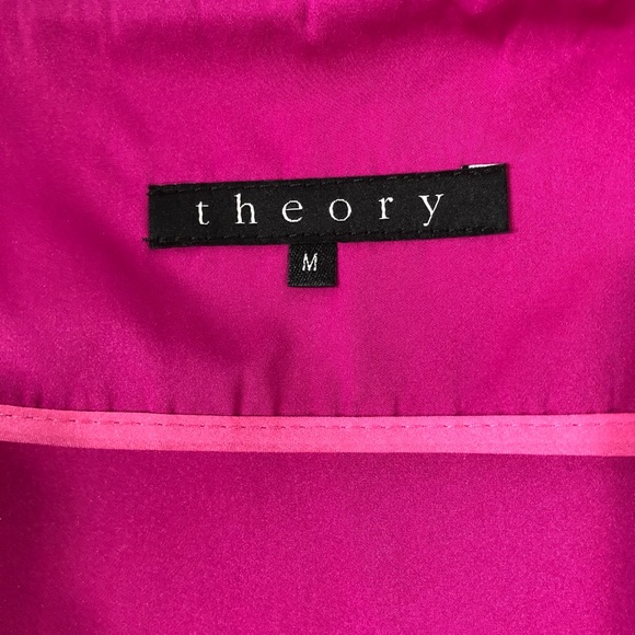 NWT Theory Electric Pink Taffeta 3/4 Sleeve Top - Picture 8 of 8